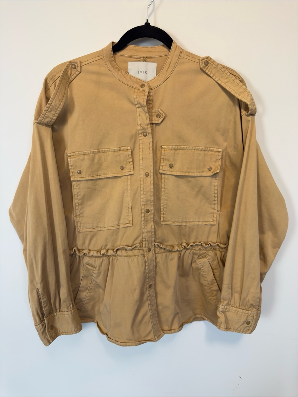 353. Joie Utility Drawstring Jacket in Khaki - Picture 3 of 5